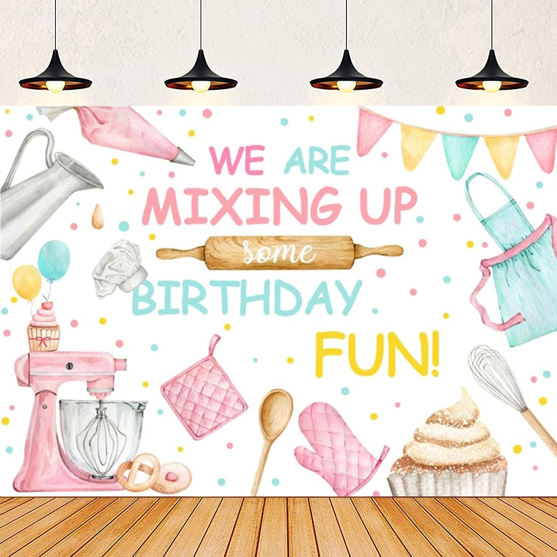 Kitchen Baking Background - Różowe Ciasto Deser Gotowanie Urodziny Fotografia