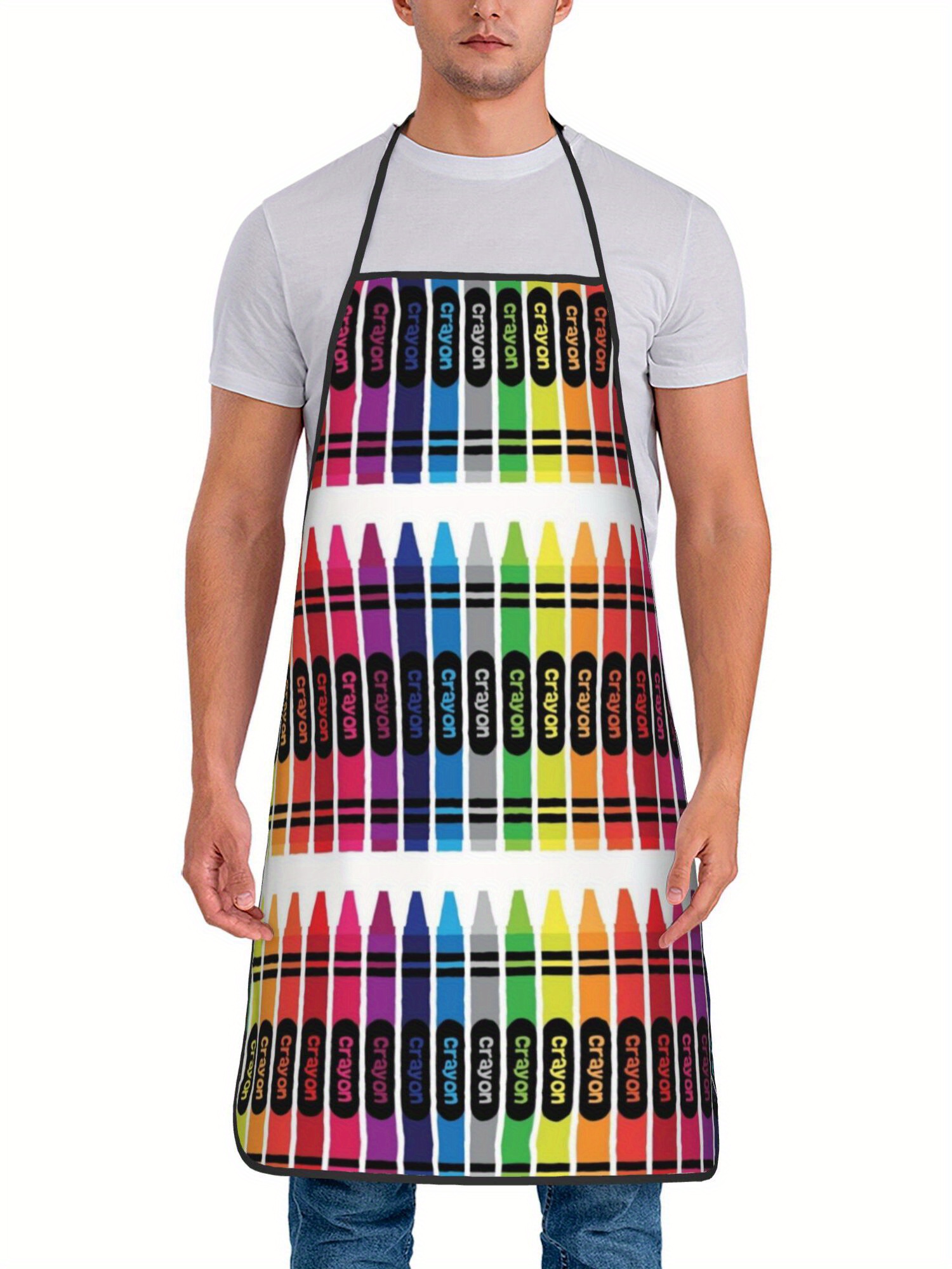 Kitchen Baking Background - Biały Fartuch z Tęczowymi Paskami z